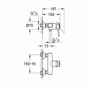 Смеситель для душа GROHE BauClassic 32867000. Фото