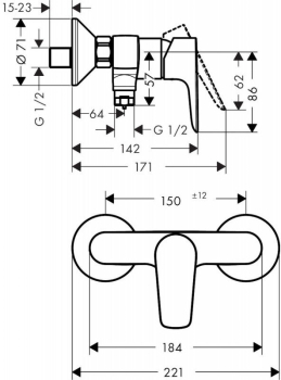 Смеситель для душа Hansgrohe Talis E 71760990. Фото