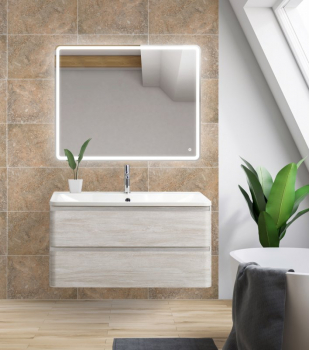 Тумба под раковину подвесная BELBAGNO ALBANO-900-2C-SO-RVB Rovere Vintage Bianco. Фото