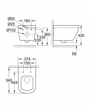 Унитаз подвесной GROHE Euro Ceramic 3932800H. Фото