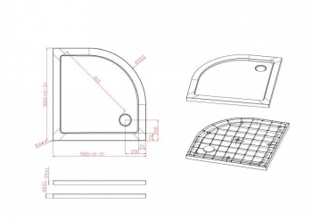 Душевой поддон SMC (стеклокомпозит) CEZARES TRAY-M-R-90-550-35-W. Фото