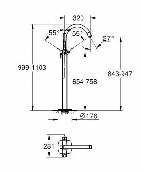 GROHE 23318AL0 Grandera Смеситель однорычажный для ванны, напольный монтаж. Фото