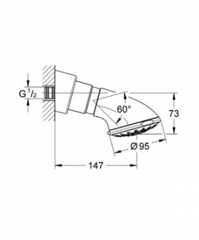 Верхний душ GROHE Relexa Five 27062000. Фото