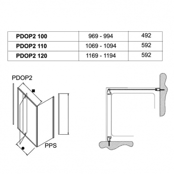 Душевая дверь двухэлементная RAVAK Pivot PDOP2-110 (блестящий+транспарент) 03GD0C00Z1. Фото