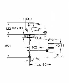 GROHE 32559000 Start Смес.д.раков.,гибк.подв.,слив.гарн. Фото