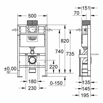 Инсталляция для унитаза GROHE Rapid SL 38587000. Фото