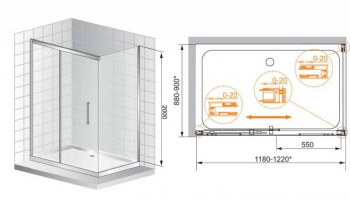 Душевой угол CEZARES Premier-Soft PREMIER-SOFT-W-AH-1-120/90-C-Cr-IV. Фото