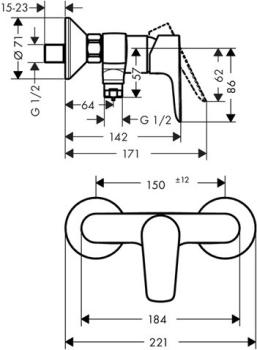 Смеситель для душа Hansgrohe Talis E 71760000. Фото