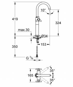 Смеситель для мойки GROHE Atrio Ypsilon 21044000. Фото
