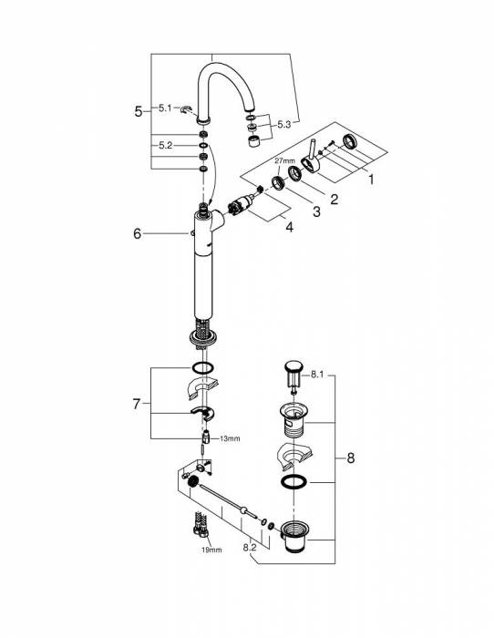 Смеситель для раковины Grohe Atrio С 32647001. Фото