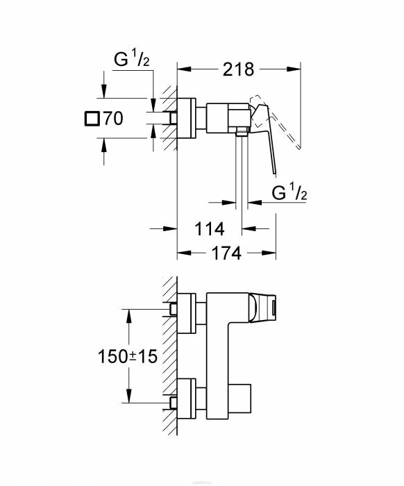 Cмеситель для душа GROHE Eurocube 23145000. Фото