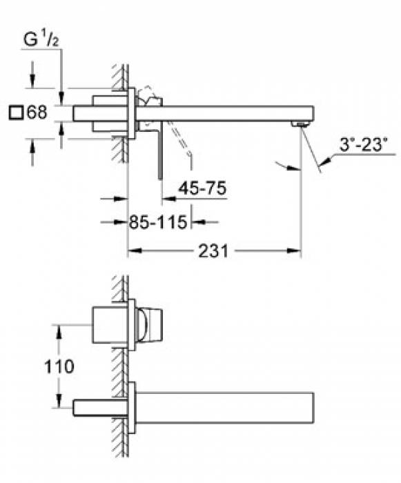 Смеситель для раковины GROHE Eurocube 23447000 (внешняя часть). Фото