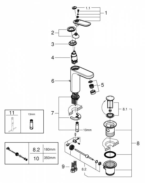 Смеситель для раковины GROHE Veris 23064000. Фото
