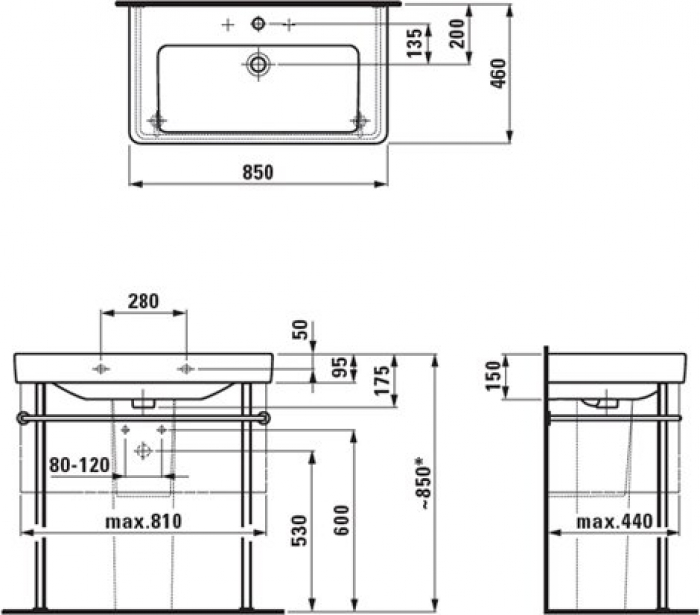 Раковина встраиваемая LAUFEN Pro S 86x46 8.1396.5.000.104.1. Фото