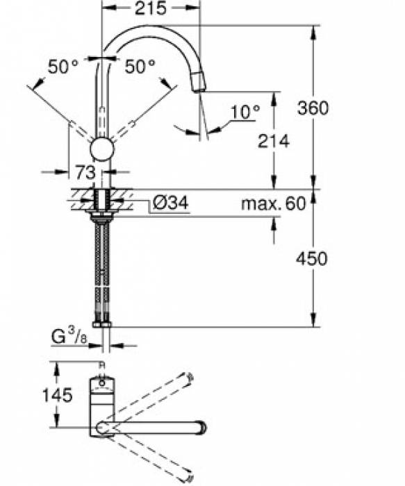 Смеситель для мойки GROHE Minta 3291800E. Фото