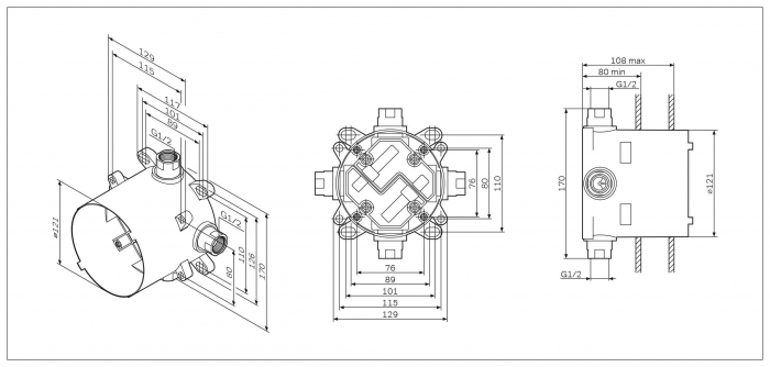 Универсальный базовый модуль MultiDock, монтируемый в стену AM.PM AM.PM F100100. Фото