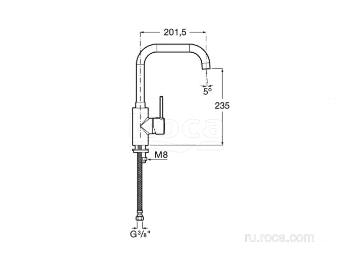 Смеситель ROCA Targa для кухни A5A8360C0M. Фото