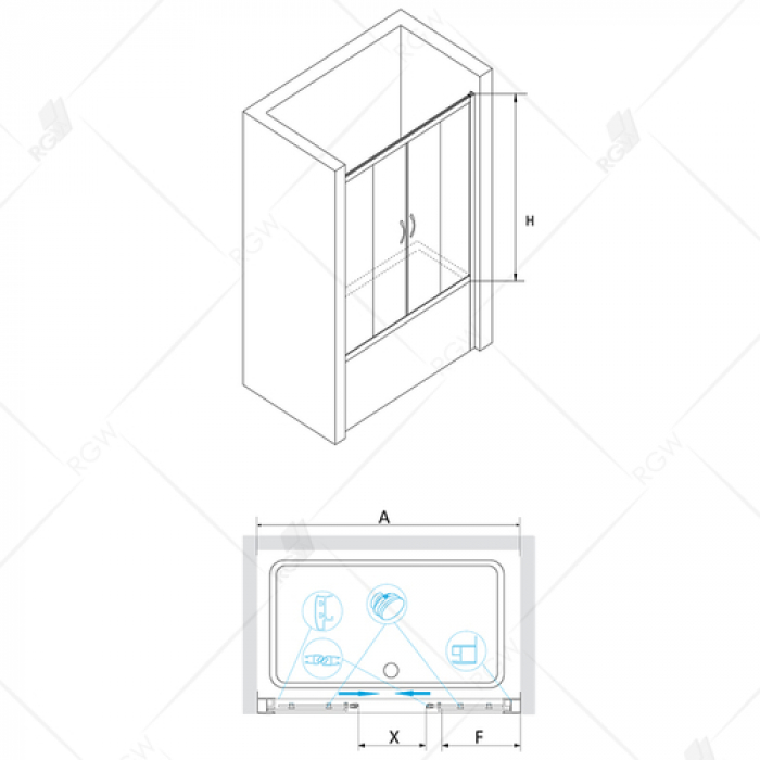 Шторка на ванну RGW SCREENS SC-61 01116117-21 170 см. Фото