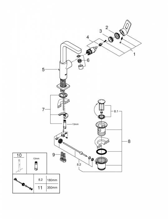 Смеситель для раковины GROHE Quadra 23297000. Фото