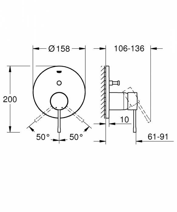 Смеситель для ванны GROHE 24058GN1 Essence, холодный рассвет, матовый. Фото