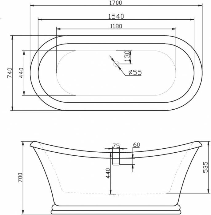 Ванна акриловая BELBAGNO BB09. Фото