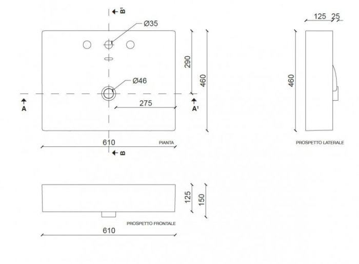 Раковина TECLA Touch 61х46 TC04011. Фото