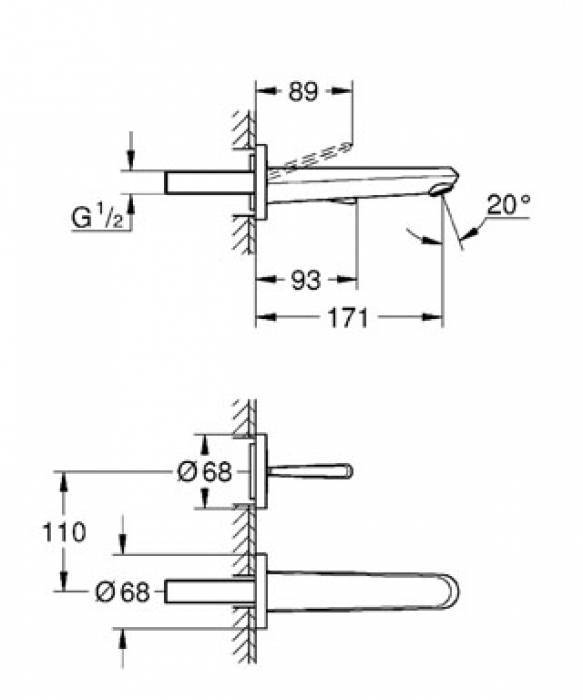 Смеситель для раковины GROHE Eurodisc Joy 19968000 (внешняя часть). Фото