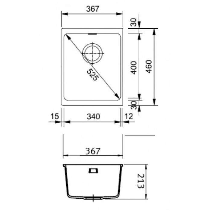 Кухонная мойка FRANKE Kubus KBG 110-34 графит 125.0023.833. Фото