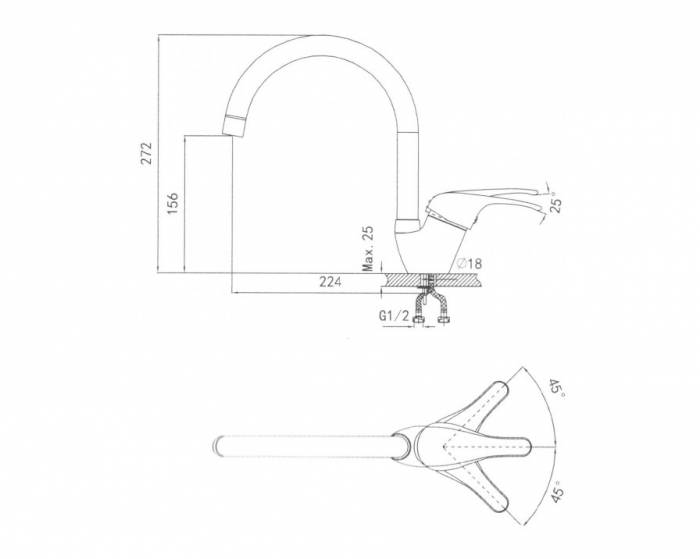Смеситель для кухни GRANULA GR-1024 пирит. Фото