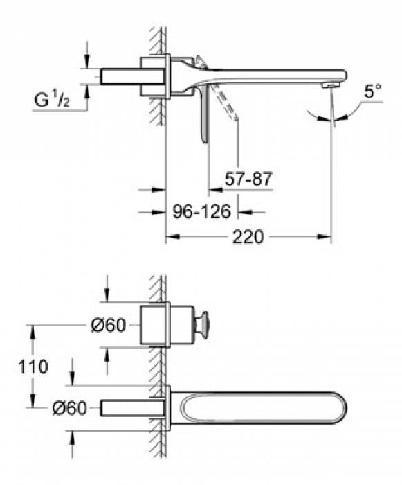 Смеситель для раковины GROHE Veris 19388000 (внешняя часть). Фото