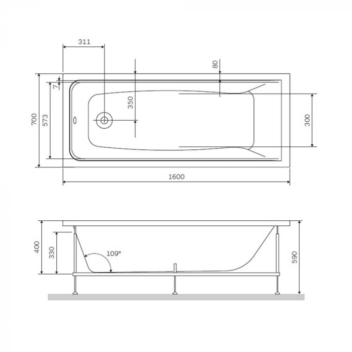 Ванна акриловая 160х70 см AM.PM Gem W90A-160-070W-A. Фото