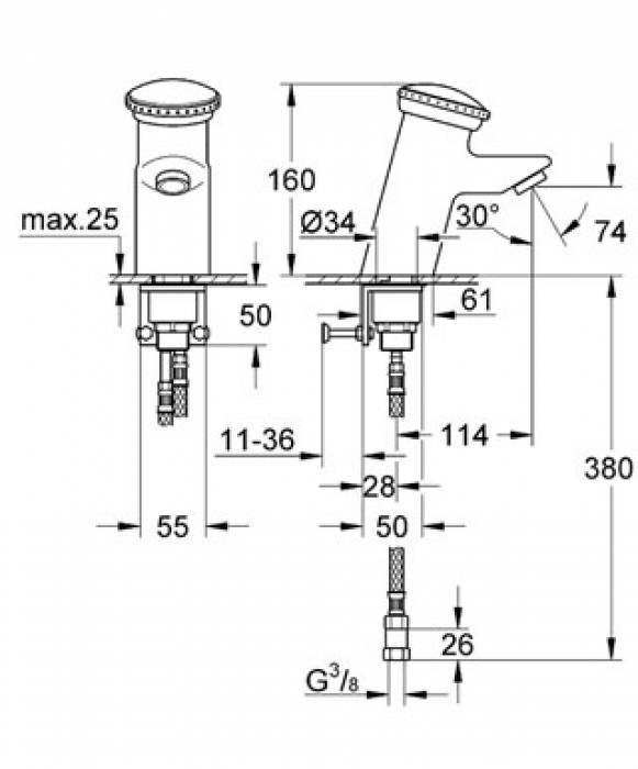 Смеситель для раковины GROHE Contromix Public 36110000. Фото
