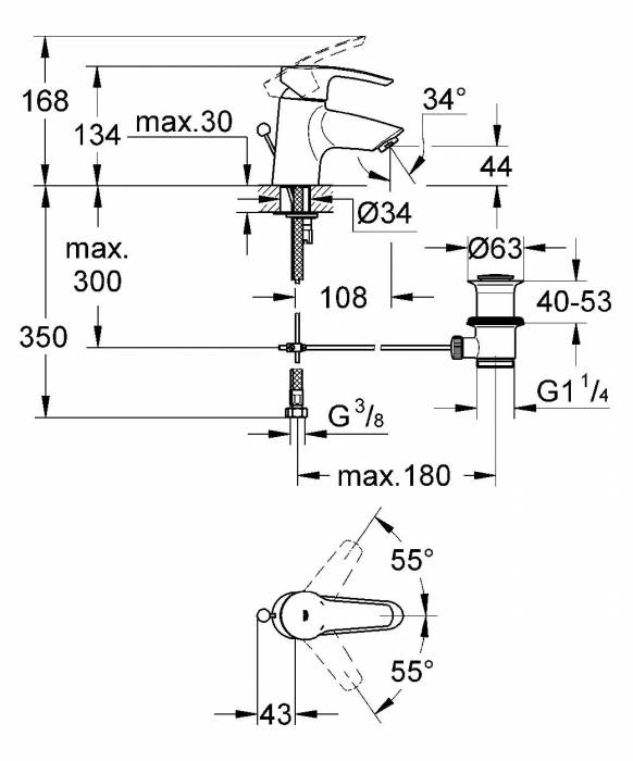 Смеситель для раковины GROHE Eurostyle Cosmopolitan 3355200E. Фото