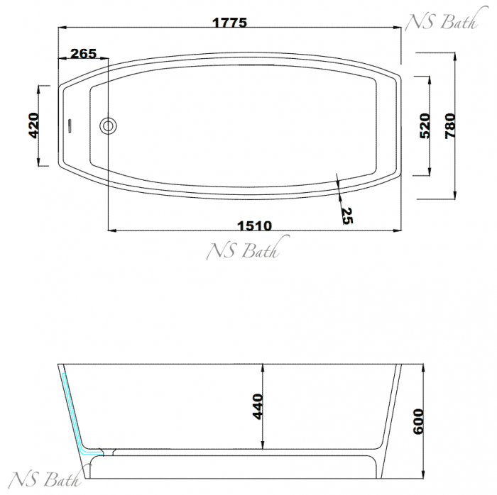 Ванна из литьевого мрамора NS BATH NSB-17780. Фото